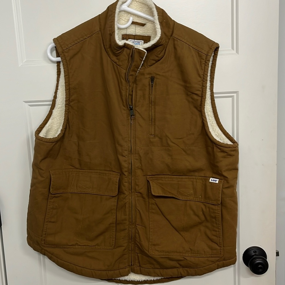 NWT men’s Lee workwear vest - Large - duck canvas, Sherpa lined